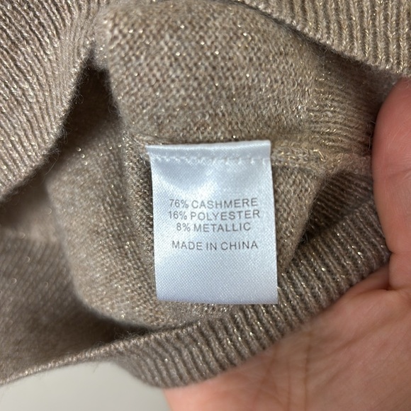 NWT Tuckernuck Lurex Metallic Wheat Cashmere Crewneck Pullover Sweater sz large - Picture 9 of 13